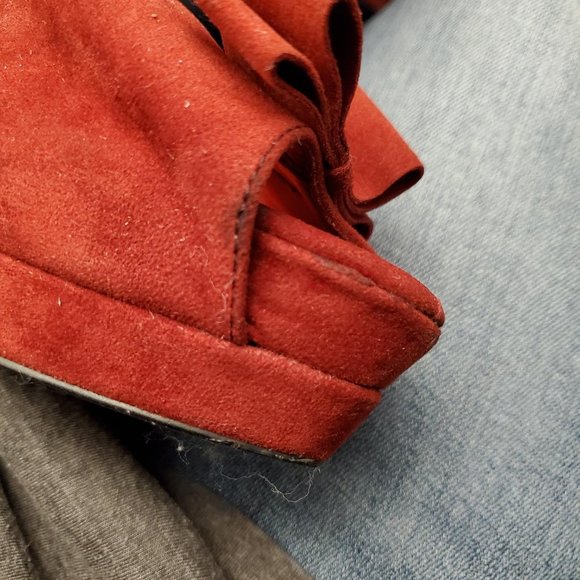 Miss Me Red Suede Peep Toe Platform Heel 8 1/2 - Picture 8 of 11